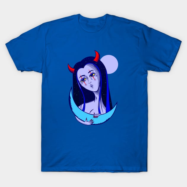 Moon Lady T-Shirt by Priscila Floriano